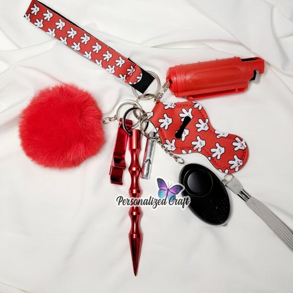8 Piece Mickey Mouse Safety Keychain Set, Alarm w/ Flashlight, Window Breaker - Picture 1 of 2